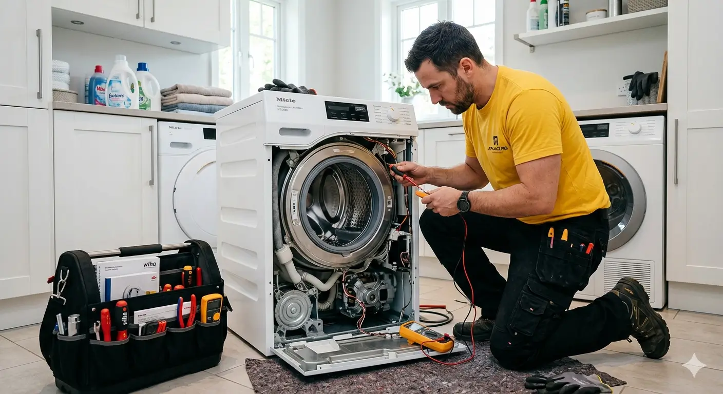 Washing machine repair Dubai — certified technician servicing a washing machine